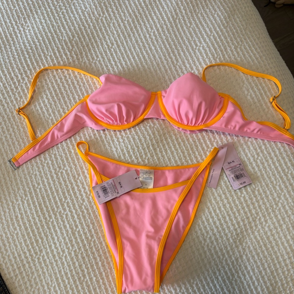Target Wild Fable Pink and Orange Women’s Two-Piece Swim Bikini